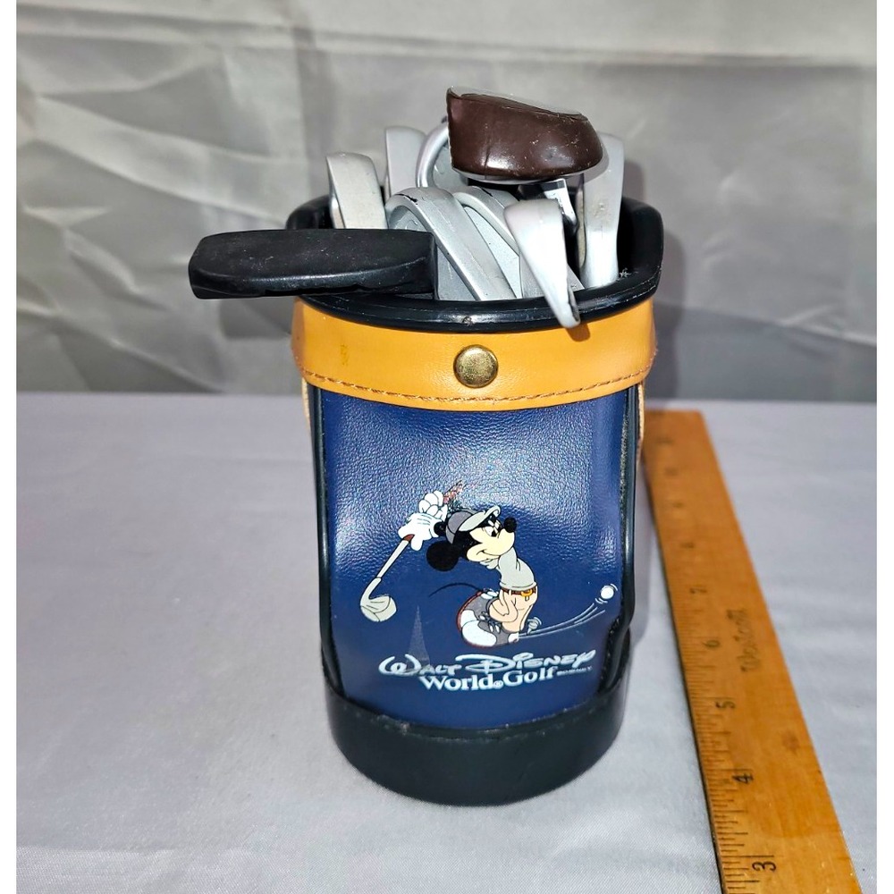 Vintage Disney Walt Disney World Golf Mickey Mouse Pencil Holder W/mini Clubs